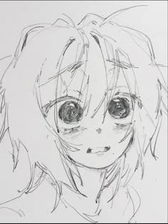 a drawing of a girl with big eyes