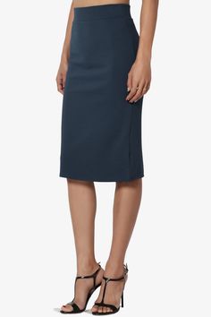 A sophisticated pencil skirt made of thick ponte knit. Designed with comfortable, shape-retaining stretch, this versatile staple contours curves to enhance the flattering fit and naturally boost confidence. Wear it to work or over the weekend.Stretch ponte knit midi skirt, Waistband width may varyBanded high waist, pull on silhouetteCurve hugging flattering fit, knee lengthFits small to size, take 1~2 size larger than normal, S = Size(0-4), M = Size(6-8), L = Size(10-12), XL = Size(14-16)Model s Pencil Skirt Office, Skirt Waistband, Skirt Office, Big Pants, Knee Skirt, Boost Confidence, Lilac Grey, Skirt High Waist, Knit Pencil Skirt