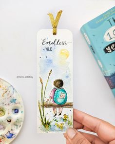 Bookmarks Illustration, Illustration Easy, Kid Illustration, Art Illusion, Bookmark Art, Pocket Art, Watercolor Art Diy, Simple Sketch, Watercolor Books