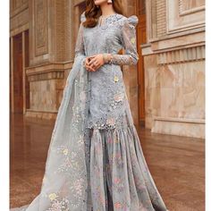 Pakistani Brand New 3 Piece Full Embroidered Maria B Luxury Organza Dress Size Medium To Large Maria B Lawn, Pakistani Party Wear, Organza Sleeves, Eid Dresses, Embroidered Organza, Organza Dress, Maria B, Lawn Shirts, Suit Fabric