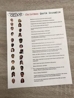 a sheet of paper with pictures of people on it and the words, christmas quotes scramble