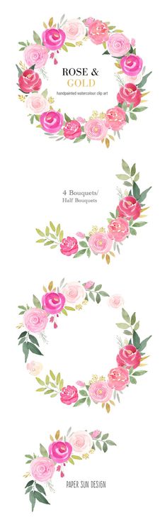 pink roses and green leaves are arranged in the shape of letters