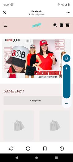 an image of the game day app on a cell phone with two people in costumes