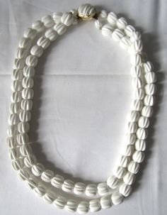 Double Strand Necklace, West Germany, White Beads, Strand Necklace, Vintage Jewelry, Germany, Beads, White