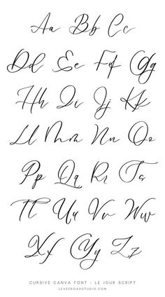 the cursive capital alphabet is shown in black ink