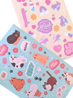 two sheets of stickers on top of each other, one with an animal theme