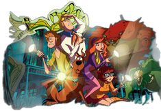 the scooby gang is shown in this cartoon