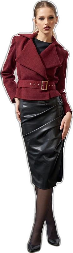 Formal Asymmetrical Ruched Skirt, Formal Ruched Asymmetrical Skirt, Elegant Skirt With Side Buttons, Chic Formal Ruched Bottoms, Elegant Office Skirt With Side Buttons, Elegant Asymmetrical Skirt With Ruched Sides, Chic Ruched Midi Skirt, Lined Draped Skirt For Workwear, Elegant Ruched Skirt For Fall