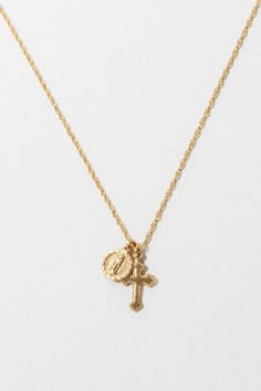 CGM Jewelry Gold / 16 Inches The Hail Mary Dainty Necklace Cross Neckless, Child Of Wild, Body Decor, Petite Necklace, Jewelry Accessories Ideas, Gold Cross Necklace, Hail Mary, Dainty Gold Necklace, Dope Jewelry