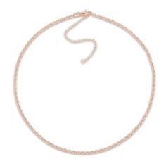 Dynamic rolo links entwine to form this exceptional women's choker necklace. Fashioned in 14K rose gold, the hollow, adjustable 13-inch cable chain secures in place with a lobster clasp. Elegant Rose Gold Oval Link Chain Necklace, Formal Rose Gold Cable Chain Necklace, Rose Gold Chain Necklace With Oval Links, Rose Gold Necklaces With Adjustable Oval Link Chain, Formal Rose Gold Necklace With Cable Chain, Classic Rose Gold Chain Necklace With Rolo Chain, Elegant Rose Gold Chain Necklace With Lobster Clasp, Classic Rose Gold Jewelry With Rolo Chain, Classic Rose Gold Rolo Chain Jewelry