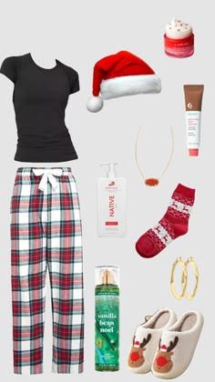 Where To Get Christmas Pjs, Christmas Outfit Ideas Teens, Basic Christmas Outfits, Christmas Outfit Layout, Christmas Outfit Preppy, Christmas Aesthetic Clothes, Christmas Outfit For School, Christmas Theme Outfits