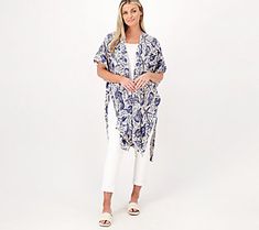 This printed open-front cardigan adds some character into your daily OOTD collection. It flows with a lovely chicness that will never go unnoticed. From Women with Control®. Summer Open Front Printed Cardigan, Casual Printed Summer Cardigan, Summer Casual Printed Cardigan, White Casual Cardigan With Kimono Sleeves, White Printed Summer Outerwear, Casual White Cardigan With Kimono Sleeves, Spring Wrap Cardigan For Day Out, Printed Beach Cardigan For Spring, Spring Casual Cardigan With Kimono Sleeves