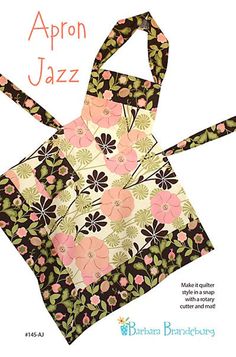 an apron with flowers on it and the words apron jazz written in large letters