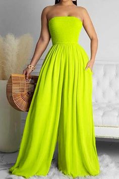 Romper Designs, Wide Leg Romper, Fluorescent Yellow, Loose Jumpsuit, Backless Jumpsuit, Jumpsuit Pattern, Plus Size Jumpsuit, Wide Leg Jumpsuit, Look Fashion