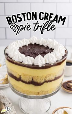 the boston cream ripple cake is ready to be eaten