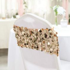 5 pack | Gold | Big Payette Sequin Round Chair Sashes Wedding Chair Sashes, Party Chairs, Chair Sash, Luxury Chairs, Elegant Chair, Venue Decorations, Chair Sashes, Round Chair, Wedding Sash