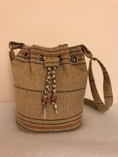 Burlap Bucket Bag/Brown Bag/Adjustable Strap/Pixie Perfect Organization, Ankara Bags, African Bag, Handwoven Bag, Burlap Sacks, Fabric Handbags, Fabric Purses, Burlap Fabric, Brown Bag