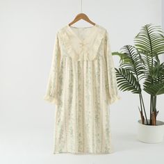 Experience elegance and comfort in our pastoral cotton nightgown, featuring double gauze layers, intricate lace, and bow details, perfect for stylish relaxation. Feminine Lace Nightgown For Sleep, Feminine Delicate Lace Nightgown For Sleep, Lace Ruffled Sleepwear For Bedtime, Feminine Long Sleeve Cotton Nightgown, Spring Lace Trim Nightgown For Sleepover, Spring Nightgown With Lace Trim For Sleepover, Beige Lace Trim Sleepwear, Feminine Cream Nightgown With Lace Trim, Feminine Lace Trim Nightgown For Sleepovers