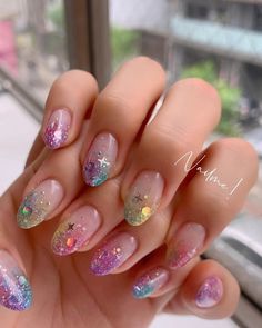 26 Birthday Nails, Cute Vacation Nails The Beach, Cute Glitter Nails, Pastel Glitter Nails, Glitter Nails Ideas, Detail Nails, College Nails, Ankle Tattoo Ideas, Ankle Tattoos