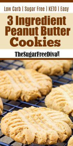 three ingredient peanut butter cookies on a cooling rack