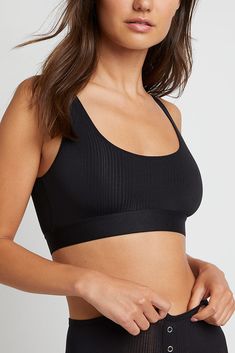 Sporty cozy. Inexplicably soft.Wireless pullover scoop neck bralette in the softest micromodal. If you were to sleep in a bra, this is that bra. *411* Use this as a guide. Preference is a huge factor — the benefit of a non-wire is they’re super flexible, so you will likely fit in more than one size Depending on how much coverage you like, size up or down accordingly *FABRIC* Wispy soft micro modal stretch fabric imported from Austria Drop-needle stitch creates a subtle, vertical stripe effect Li Most Comfortable Bra, La Style, Sleep Bra, Comfortable Bras, Super Flexible, Cannon Beach, Mini Short, Comfortable Tops, Womens Bras