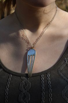 This fork necklace is definitely a conversation piece! It's super cute and funky! The necklace 16 inches. Fork Necklace, Conversation Piece, The Necklace, Favorite Jewelry, Necklace Etsy, Jewelry Necklace Pendant, Pendant Necklaces, Jewelry Necklaces, Accessory Gift