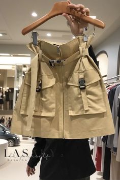 Lasaky - Professional High-Waisted Workwear A-Line Skirt with Zip-Up Closure and Convenient Pocket Pocket Skirt, Safari Style, Skirt Skirt, Color Fabric, Cotton Skirt, Short Skirt, Custom Dresses, Skirts With Pockets, Types Of Skirts