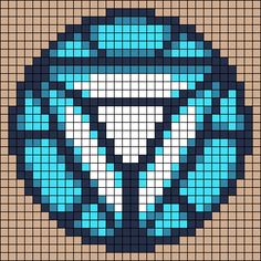 a cross stitch pattern with the shape of a triangle in blue and white, on a brown background