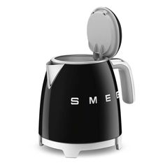 a black and white toaster with the word smeg on it