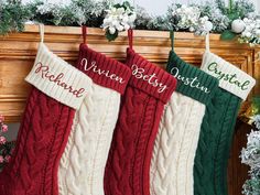 2024 Family Knitted Stockings,Personalized Xmas Stocking With Name,Embroidered Christmas Stocking,Holiday Stockings,Christmas Family Gifts Knitted Christmas socks: These socks are 18" long and 5" wide with a knitted pattern on the sides of the sock. Perfect as a small Christmas gift for family and friends, you can also stuff your Christmas stocking with small complementary gifts as a surprise, such as candy, chocolates, watches, folding purses, ties, or small perfumes Premium material: Made of h Embroidered Christmas Stocking, Stockings With Names, Embroidered Stockings, Family Christmas Stockings, Monogram Stockings, Custom Stocking, Family Stockings, Red Stockings, Knit Stockings