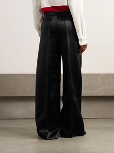 PETER DO Satin wide-leg pants | NET-A-PORTER Luxury Satin Pants For Workwear, Luxury Satin Pants For Work, Formal Silk Wide Leg Pants With Pressed Crease, Luxury Silk Wide Leg Bottoms, Luxury Wide Leg Silk Pants, Luxury Satin Straight Pants, Luxury Silk Wide Leg Pants For Evening, Luxury Satin Bottoms For Evening, Luxury Satin Trousers