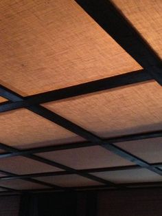 an overhead view of a ceiling with shades on it