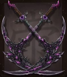 an image of two swords with purple accents