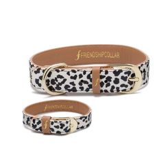 two white and black leopard print dog collars