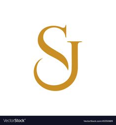 the letter s and j that is made up of two letters, one in gold