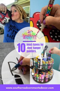 the top ten must haves for door hanger painters with text overlay that reads, 10 must haves for door hanger painters