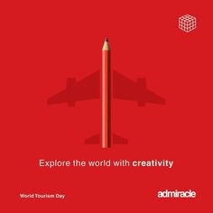 a red book cover with a pencil in front of it and the words explore the world with creativity