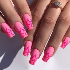 Pink y2k aesthetic flame nails acrylic baddie Summer Acrylic Nails, Pretty Acrylic Nails, Best Makeup Zombie, Smink Inspiration, Her Nails, Y2k Nails, Pink Acrylic Nails, Fire Nails, Pretty Acrylic Nails