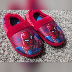 Cute And Cozy Little Kid Slippers Size 11/12. New Without Tags, Never Worn. Red With Spiderman Comfortable Winter Slippers For Playtime, Kid Slippers, Red Slip-on Slippers, Casual Red Non-slip Slippers, Red Slip-on Slippers With Rubber Sole, Minnie Mouse Slippers, Beige Slippers, Disney Slippers Kids, Leopard Slippers