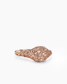 Petite Pavé Pinky Ring in 18K Rose Gold with Diamonds, 7mm New York City At Night, David Yurman Ring, Holiday Lookbook, Amulet Charm, Cognac Diamonds, City At Night, Chain Strap Bag, Women's Rings, Rare Gemstones