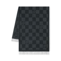 LOUIS VUITTON® - Light Damier Scarf - Black Stole Scarf, Leather Denim, Buckle Shoes, Louis Vuitton Official, Monogram Bag, Silver Jewelry Fashion, Wallet Chain, Modern Earrings, Denim Coat