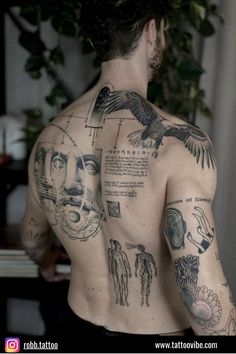 a man with many tattoos on his back