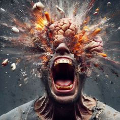 an image of a man with his head exploding