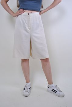 Stay stylish and comfortable with these vintage 90s long bermuda shorts from TARASCOMMON.ETSY.COM. These high-waist shorts in light beige are perfect for adding a classic touch to your summer wardrobe. Size: L Width: 16.53 inches Length: 23.62 inches Please note that all measurements are taken seam to seam while lying flat. Crafted from cotton, these capris offer breathability and durability. This item is vintage and may have some defects, which adds to its unique character. Additional photos ar Sport Jacket Men, Vintage Windbreaker, High Waist Shorts, Unique Clothing, Shell Jacket, Long Shorts, Snow Suit, Skorts, Unique Outfits