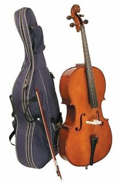 a violin and cello sitting next to each other