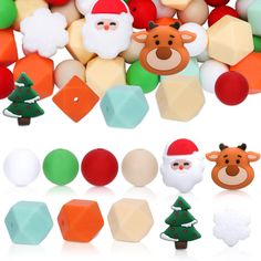 several different types of christmas candies on white background