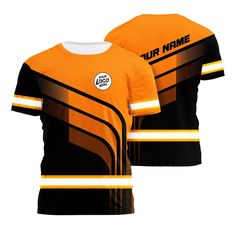 Hi Vis Shirt Reflective Tapes Orange Neon Black Uniform Custom Name And Logo Safety Workwear For Team, Group, Company Black Uniform, Company Uniform, Neon Black, Safety Workwear, Orange Neon, Reflective Tape, Orange Shirt, Lunar New, Custom Name