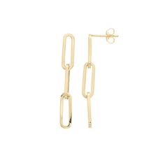 Chic and unique, these Au Naturale 14k gold paper clip chain earrings add a trend-setting accent to your attire. Chic and unique, these Au Naturale 14k gold paper clip chain earrings add a trend-setting accent to your attire. Nickel free Metal: 14k gold Backings: post Packaging: boxed Finish: polished Length: 1.4 in. Please note, due to the high value of this item, a signature may be required upon delivery. Size: One Size. Gender: female. Age Group: adult. Yellow Gold Chain Link Earrings For Gift, Minimalist Oval Link Earrings For Formal Occasions, Modern Yellow Gold Chain Link Earrings, Modern Yellow Gold Earrings With Hooks And Links, Modern Link-style Earrings With Box Chain, Yellow Gold Link Earrings For Everyday, Modern Yellow Gold Link Earrings, Modern Yellow Gold Cable Chain Earrings, Everyday Yellow Gold Link Earrings