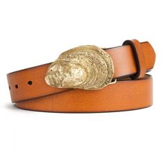 this is a mens belt but I love it... Accessories Board, Tan Leather Belt, Mens Belt, Men Store, Brown Leather Belt, Oyster Shell, Brass Buckle, Buckle Belt, Men's Jewelry