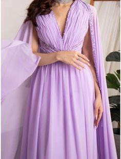 A-Line Evening Gown Elegant Dress Formal Fall Court Train Long Sleeve V Neck Chiffon with Pleats Sequin Reception Dress Short, Cap Sleeve Prom Dress, Gown Elegant, Dresses Formal Elegant, Sequin Prom Dress, Elegant Party Dresses, Chiffon Evening Dresses, Evening Gowns Elegant, Beaded Chiffon